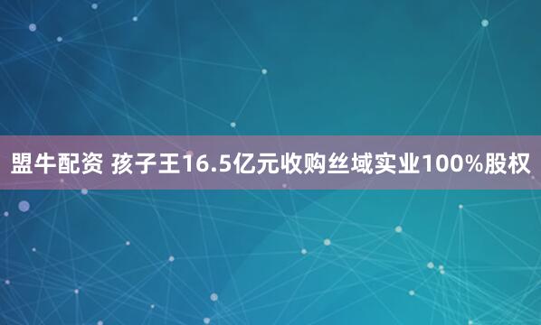 盟牛配资 孩子王16.5亿元收购丝域实业100%股权