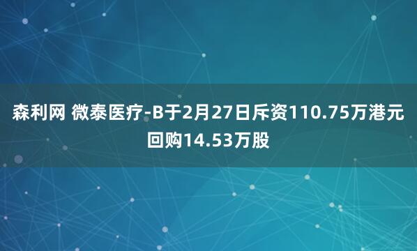森利网 微泰医疗-B于2月27日斥资110.75万港元回购14.53万股