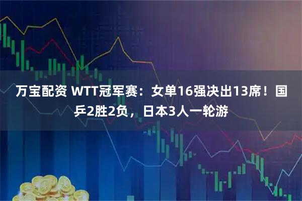 万宝配资 WTT冠军赛：女单16强决出13席！国乒2胜2负，日本3人一轮游